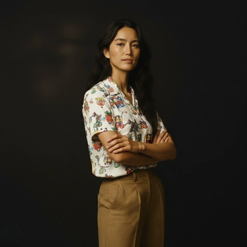 "Kabuki" Silk Kimono Aloha Shirt
< 2023 Summer Collection >

This kimono design was originally based on the Kabuki plays drawn on Edo chiyogami paper by a Showa-era designer, and has now been reproduced with further arrangements.
The 