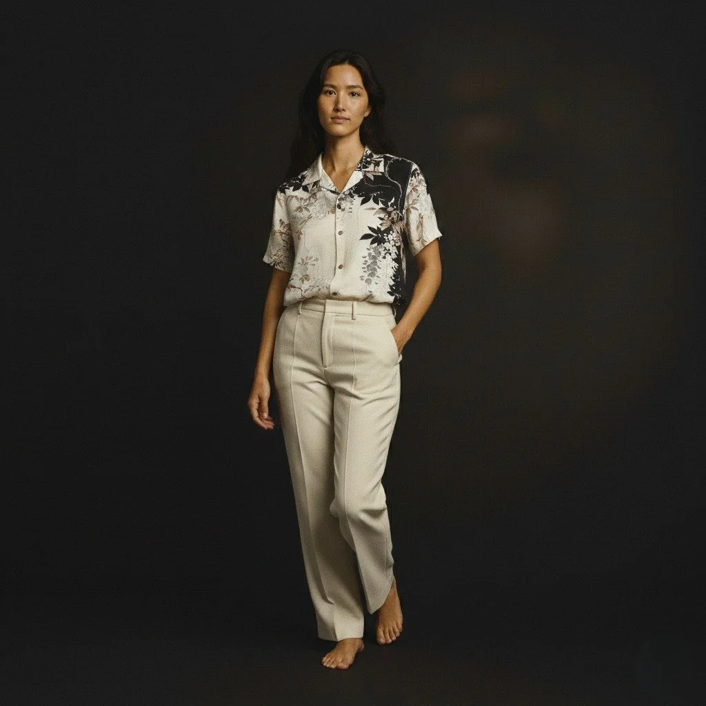 "Wisteria" Silk Kimono Aloha Shirt
< 2010 Summer Collection >

In the past, the soft violet color of wisteria was considered the color of the higher classes and, therefore a color worn by nobles. It symbolized the most important noble