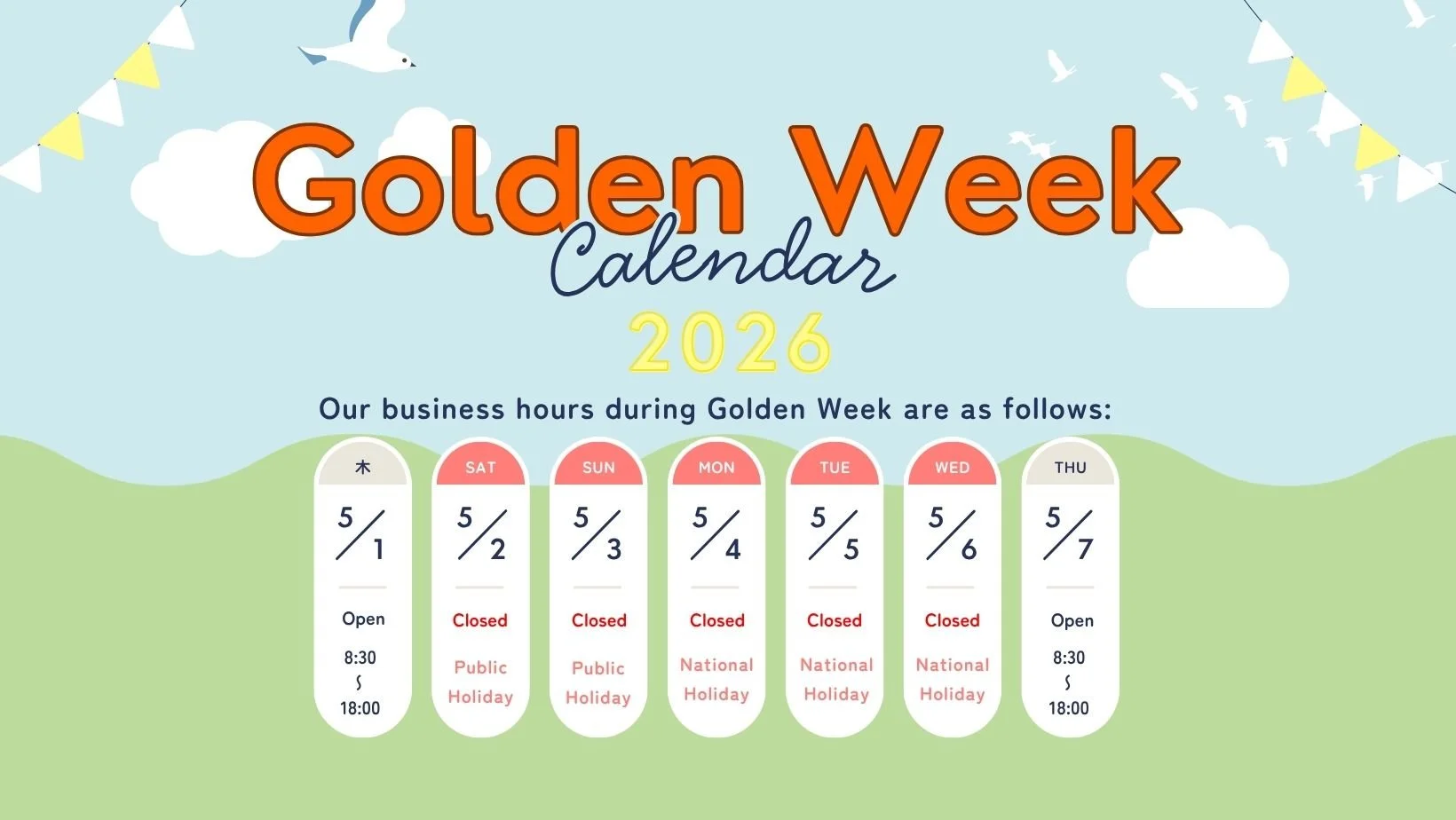 Golden Week Holiday Schedule