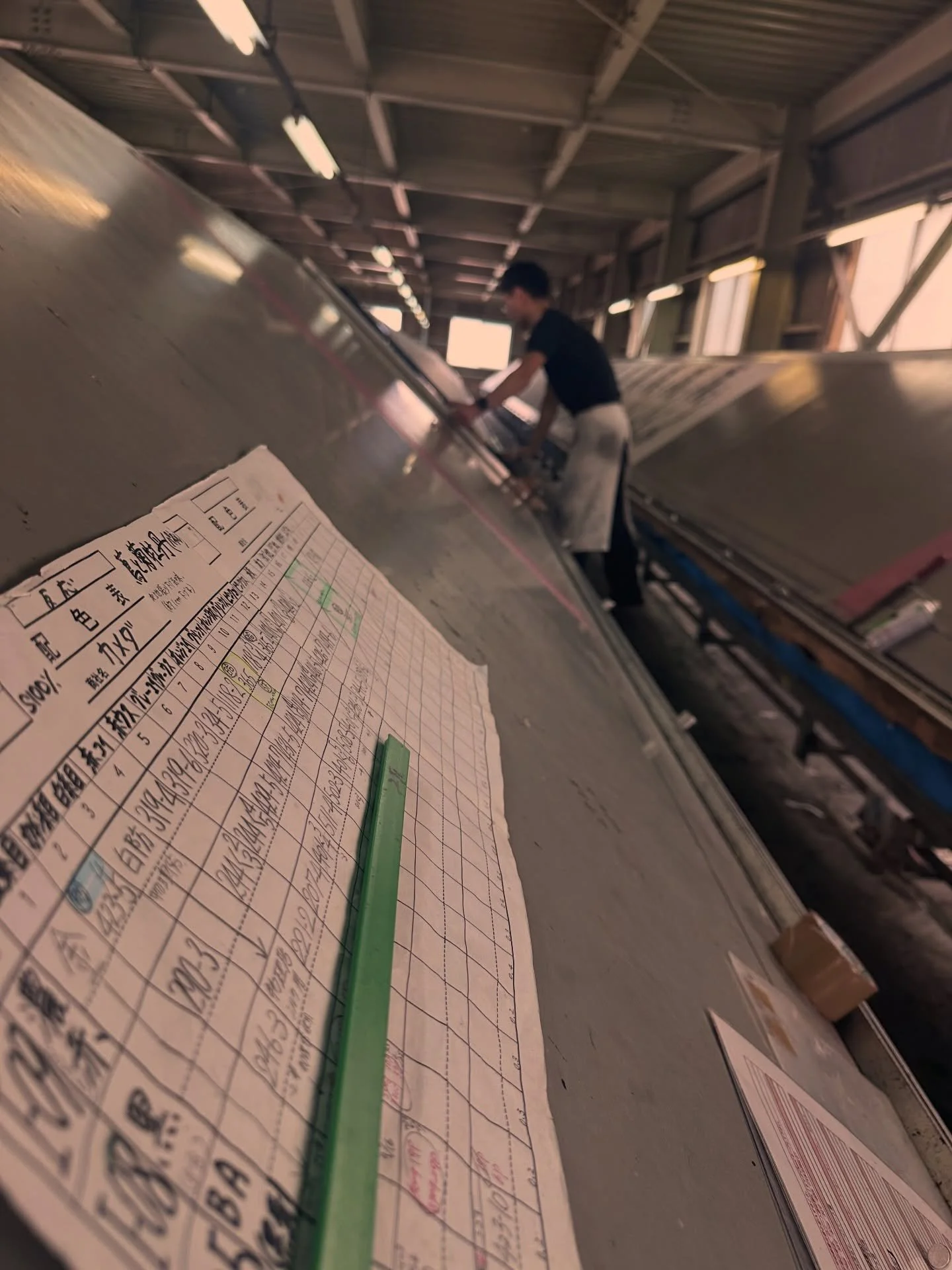 ものつくりの起点となる染め出し伝票。
ここにはこれまで染めた生地の記録と、これから染める生地の指示が書かれています。いわば設計図であり、職人たちのバトン。より良い色と線を求める職人たちの思いが込められています。今日も新しい京友禅の命が生地に染め込まれています。

パゴンでは工場見学も受け付けています。メールか電話でお問い合わせください🐢

The dyeing slip is the starting point of our craftsmanship.
It holds the recor