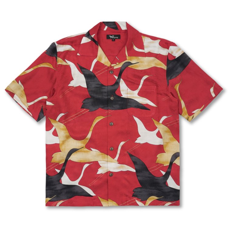 "Thousand Cranes" Silk Aloha Shirt