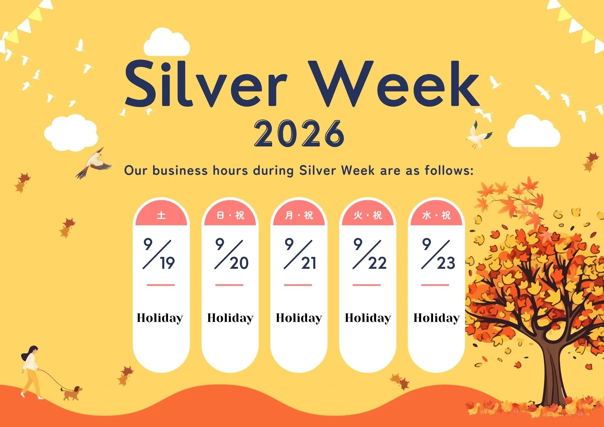 Japanese Silver week Holiday Schedule