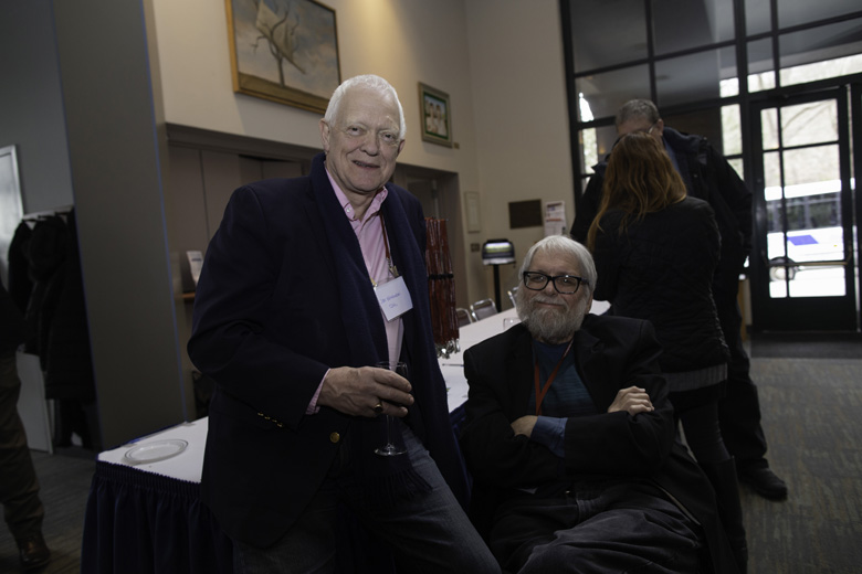 Jan Witkowski and Jim Lupski Celebrating Jim Watson’s 90th birthday.