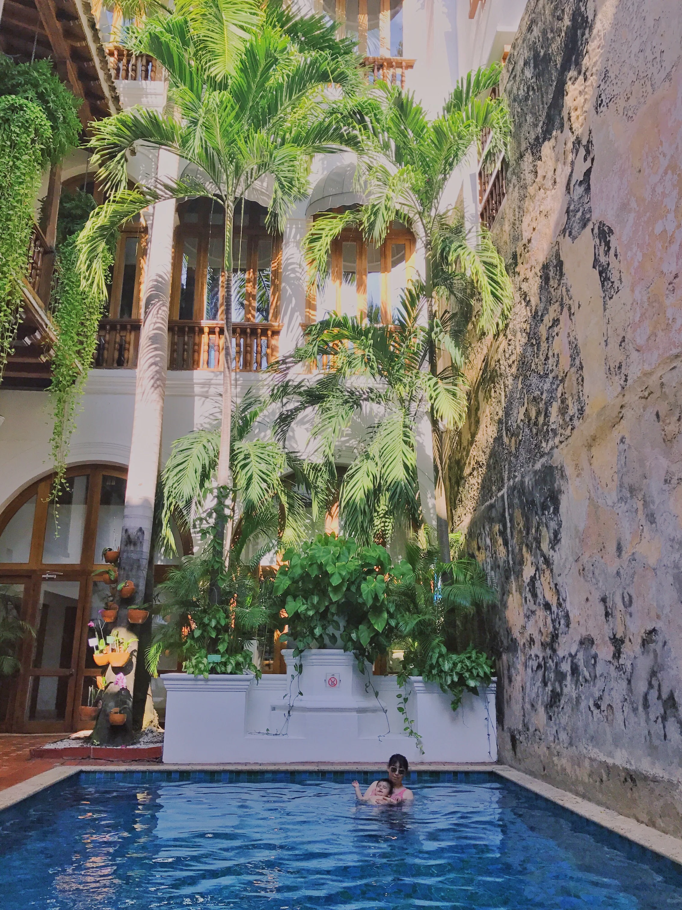 During our visit in Old Town Cartagena, we enjoyed our stay at Hotel Casa San Agustin. The service was outstanding and definitely family friendly. At our check-in, we were greeted with complimentary drinks. The receptionist noted that little Charlie