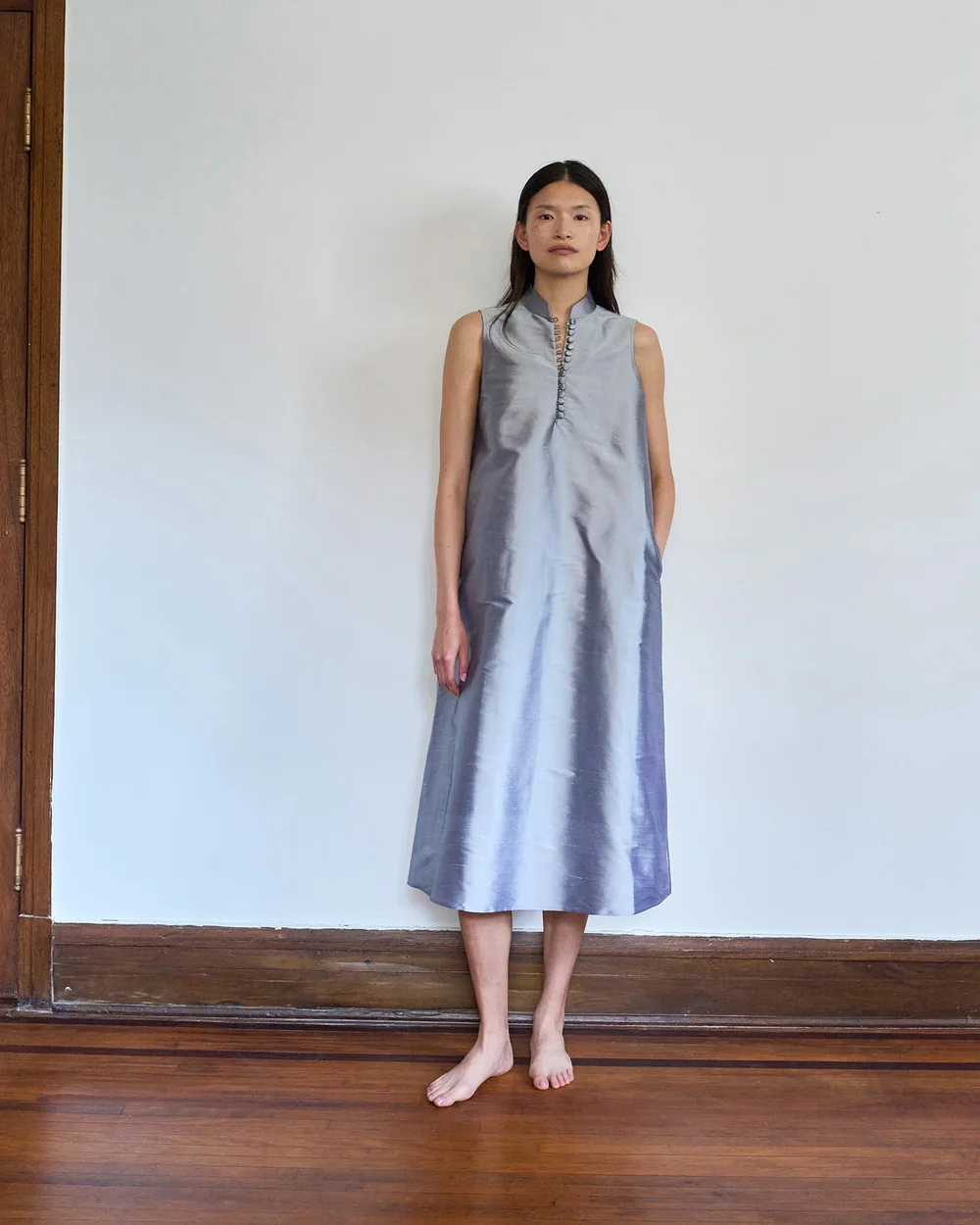silk dupioni dresses The Chloe Dress in Black Silk Dupioni Black / XS