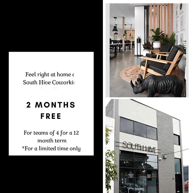 We&rsquo;re feeling generous @southhivehub. For a very limited time only,  receive  2 months FREE for teams of 4 for a 12 month membership with us!! www.southhive.com.au # southhivehub #southmelbourne #portmelbourne #albertpark #coworkingmelbourne