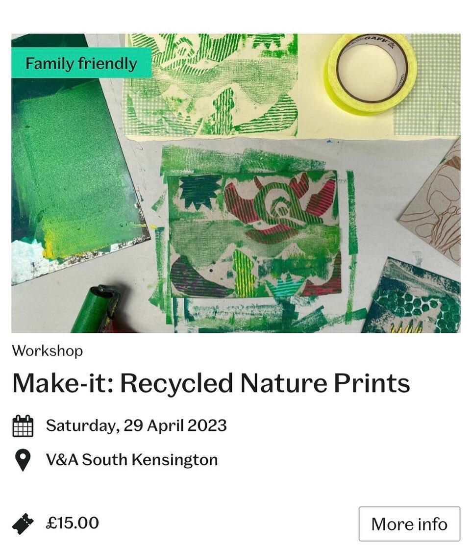 I am thrilled to be treating families to collagraph and relief printmaking techniques which are so much fun to make and even more exciting to print. Many ta-da moments to look forward to.

Still a few spaces left on these playful printmaking workshop