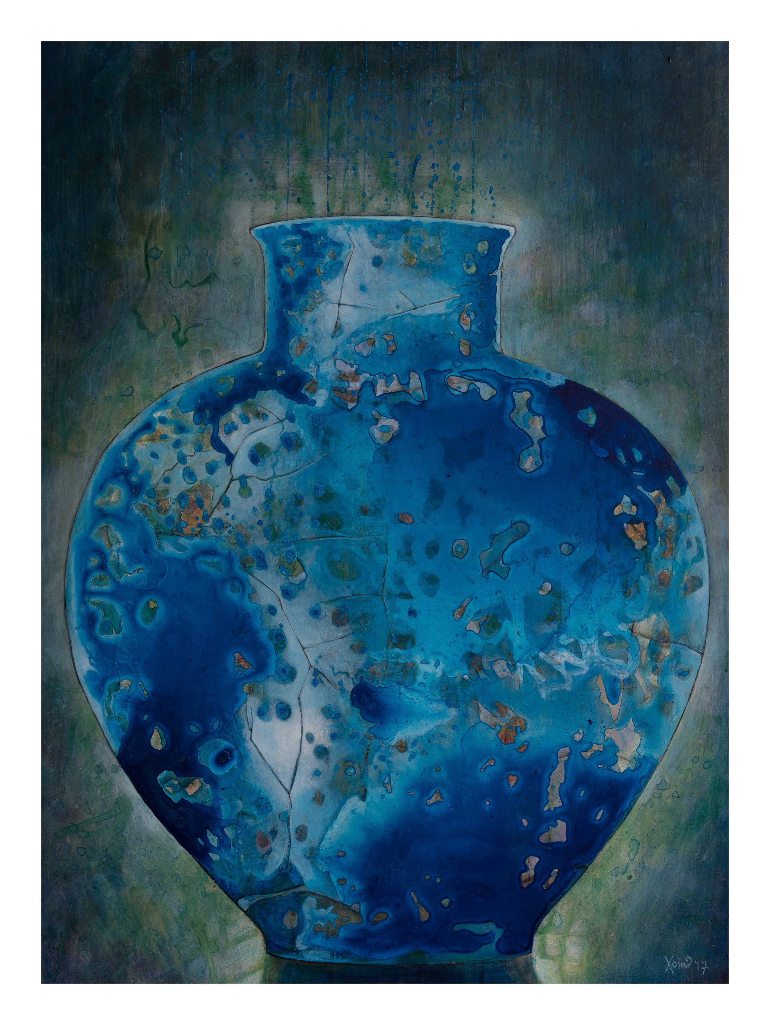 "Cracked blue vase"