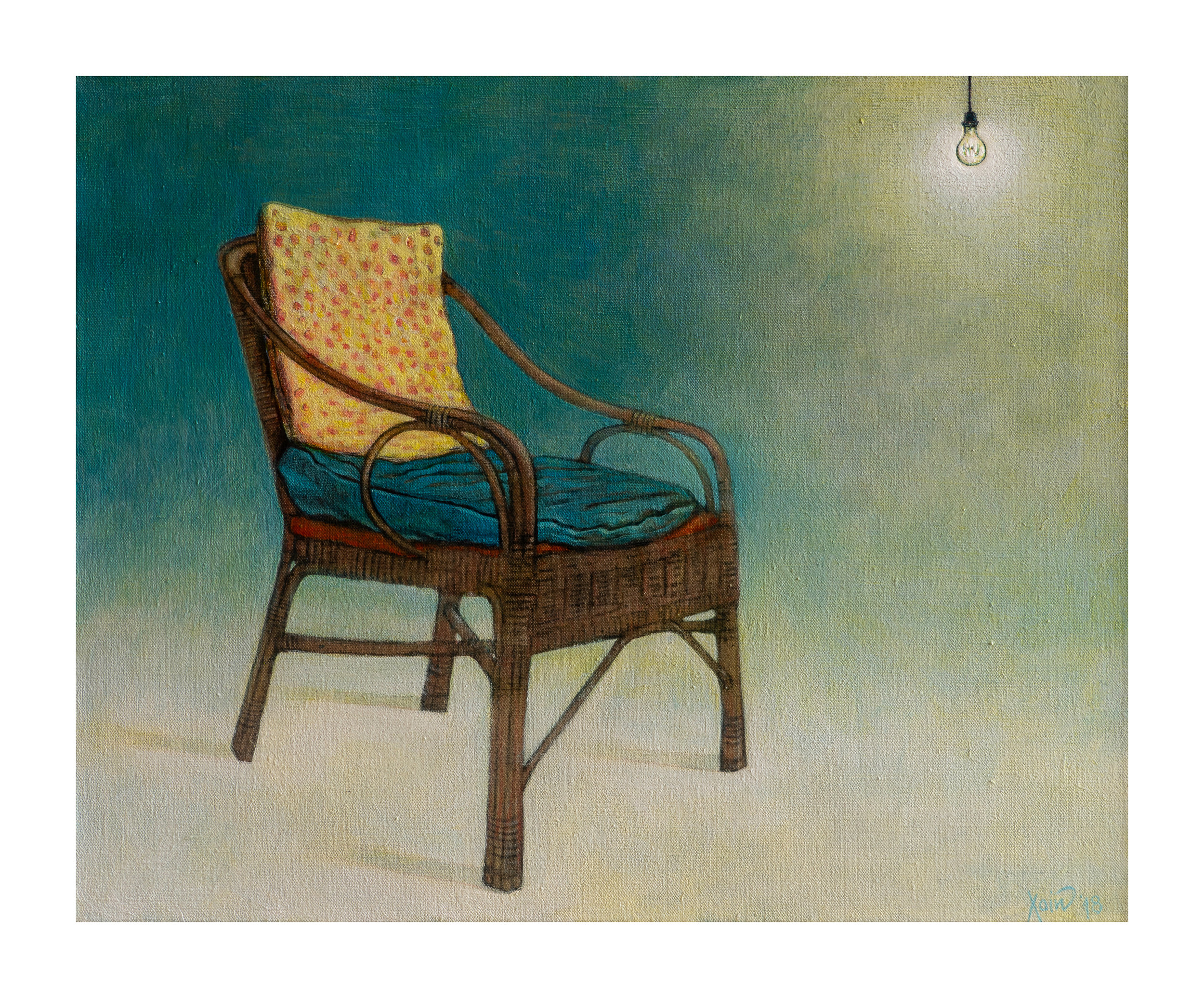 "Old chair with lightbulb"