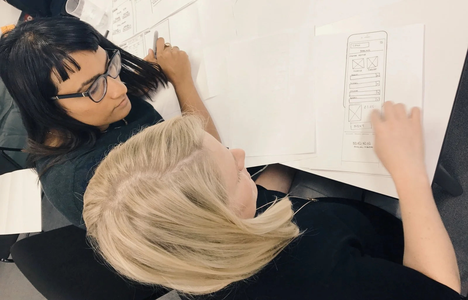 User Testing the paper prototype. 