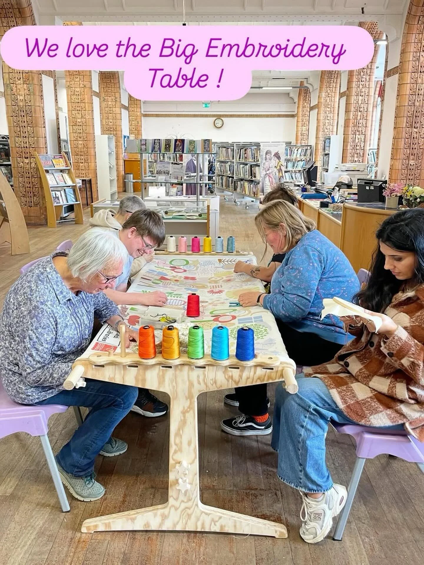 We are thrilled to place a Stitch-School table in @leedslibraries - we have found embroidery a perfect activity in a library environment - quiet, unassuming, mindful, peaceful! 🪡📚✂️🧵🪢😻

Collaborative Embroidery for #ThreadsOfFreedom #OurFreedomT