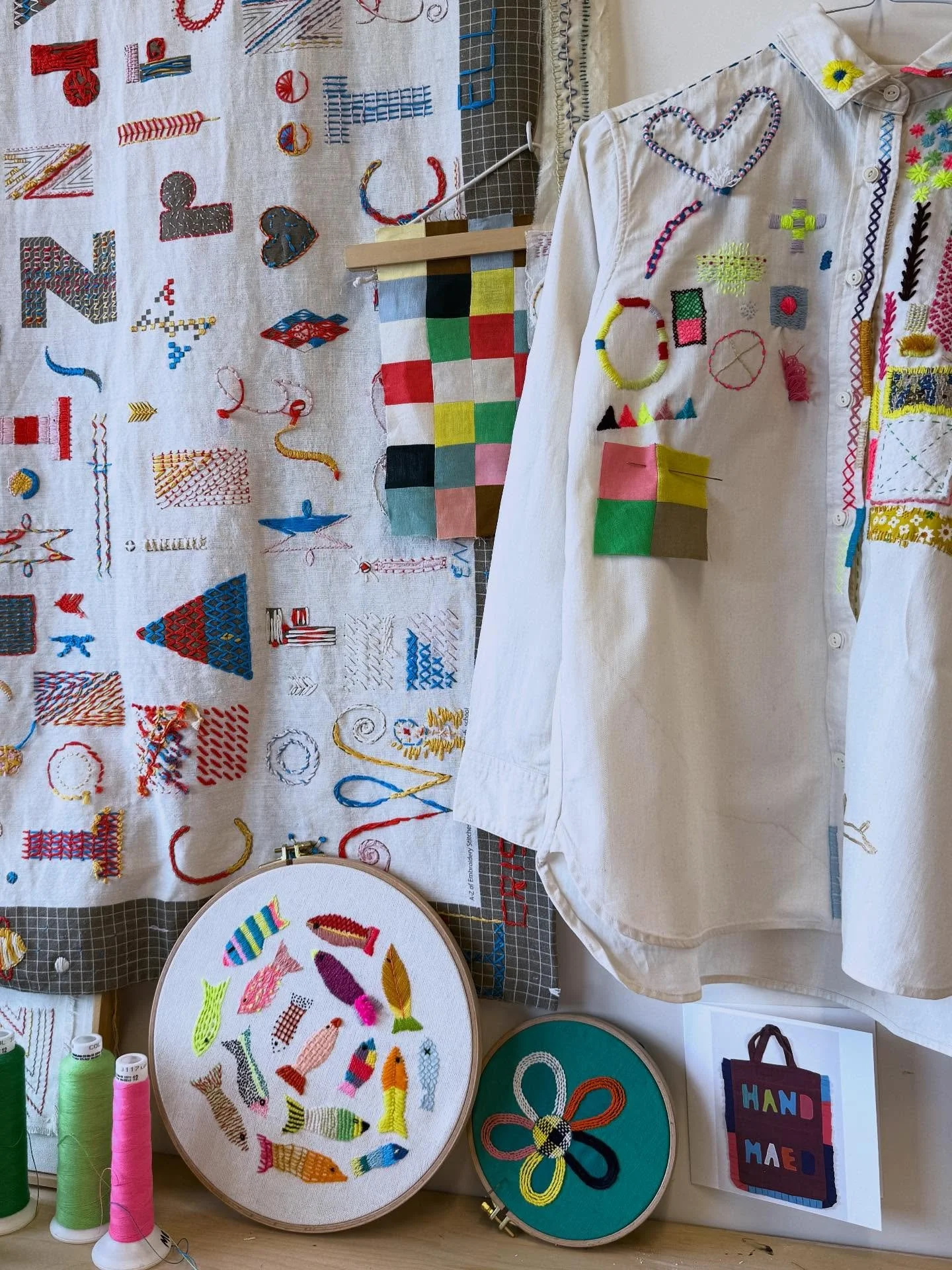 Tools down! Have a great weekend! #stitchschool #creativeembroidery #visiblemending #learntostitch
