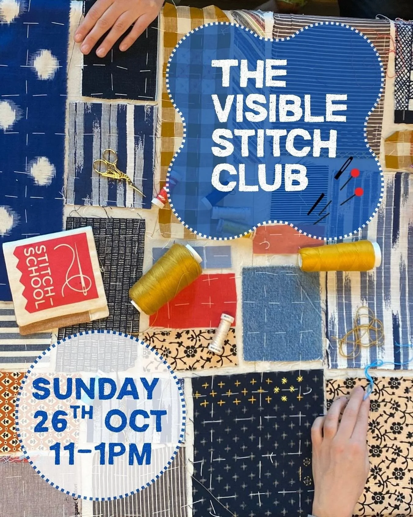 THE VISIBLE STITCH CLUB - a stitch social - New workshop up! Next Sunday in Brixton - come and practice stitching for mending, creativity and mindfulness - no skills needed just curiosity! Bring a project, a garment or just yourself to stitch! ✂️🧵✂️