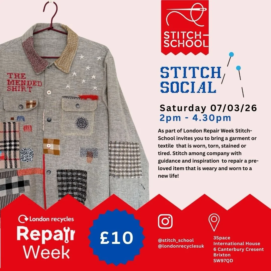 Calling all Londoners! Fixing the stuff you already own is a great way to save money and help the planet. 
As a part of Repair Week 2026, we&rsquo;re hosting a Stitch Social event and would love to see you there! Bring a garment to stitch at @3space 