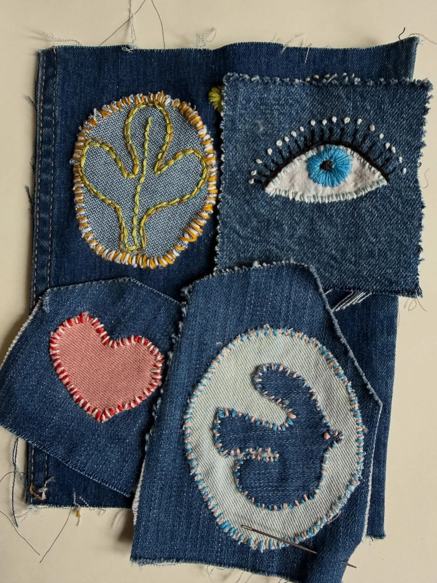 Denim Scrap Patch Workshop - this Thursday @brixtonbrewery #socialstitching #stitchtogether #patchscraps #embroidery #brixton