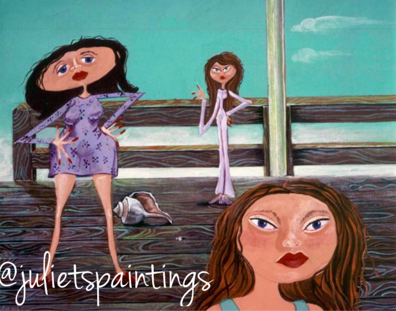 boardwalk acrylic painting