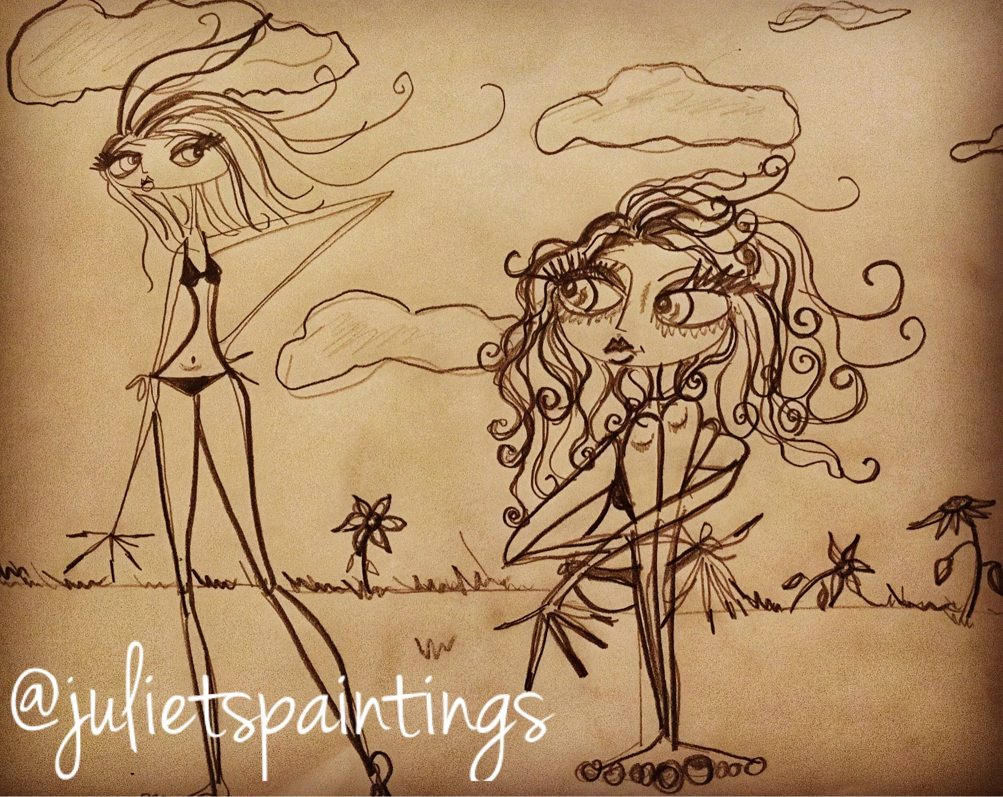 bikini dreaming acrylic artwork painting