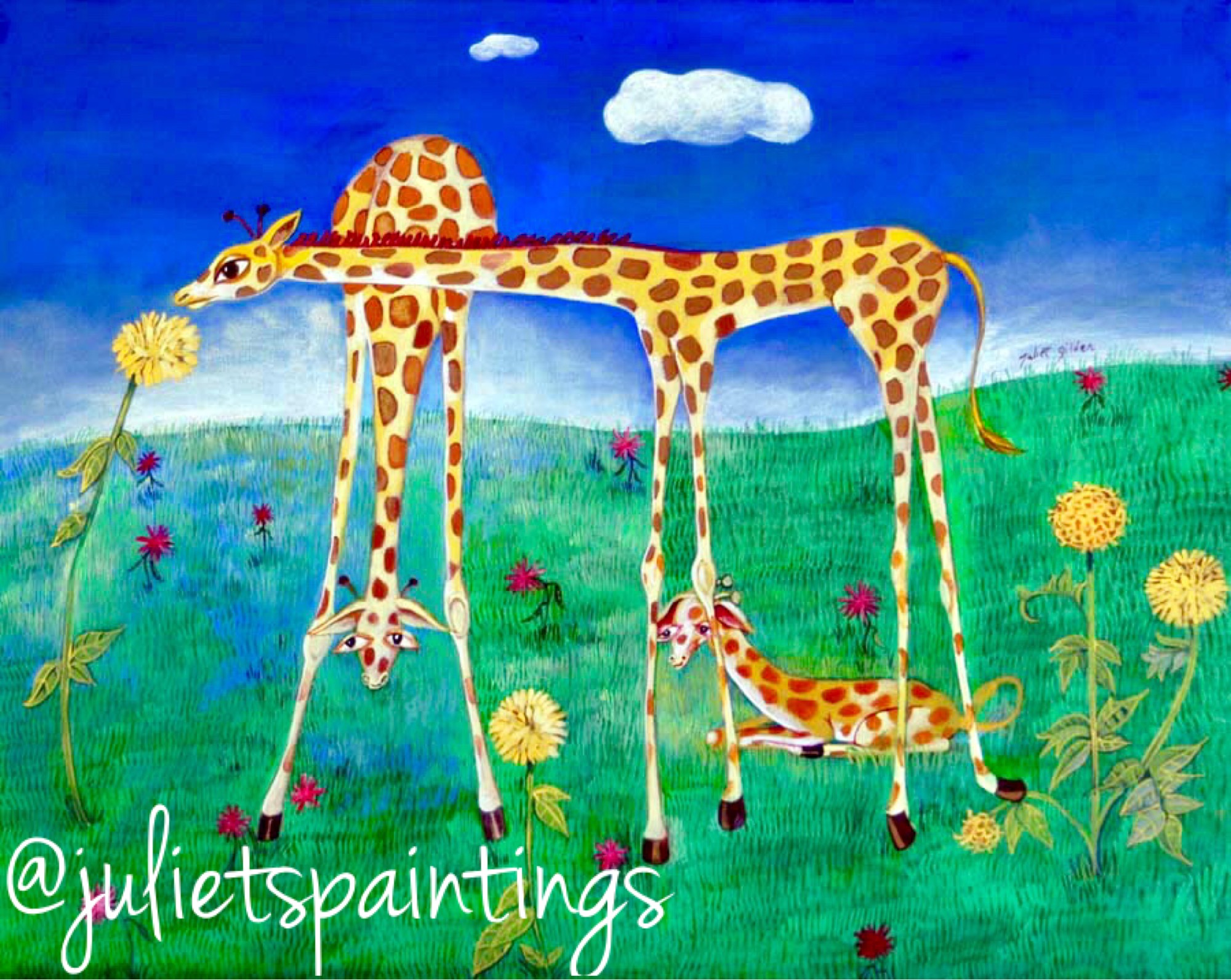giraffe family acrylic artwork