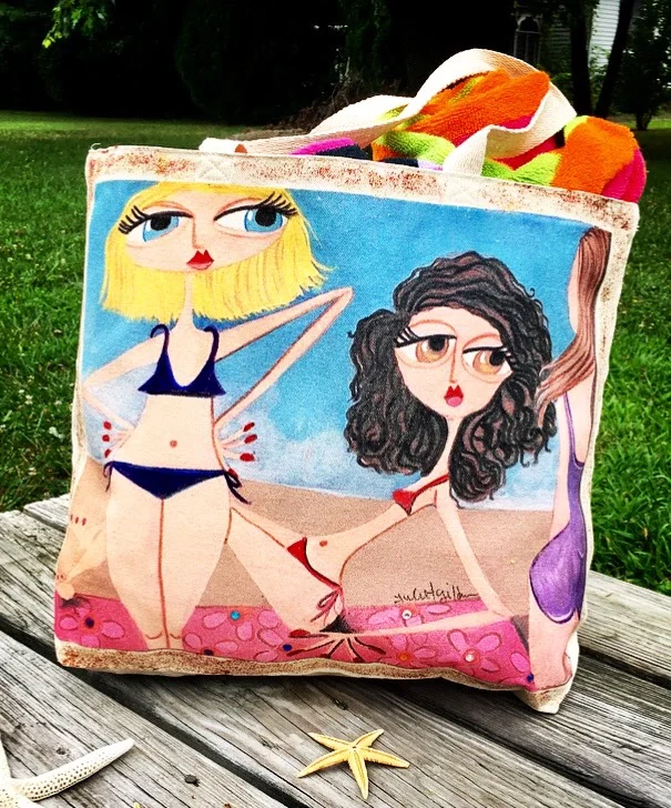 love my beaches art printed bag