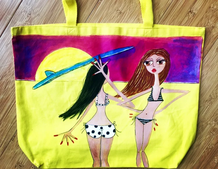 endless summer hand painted bag