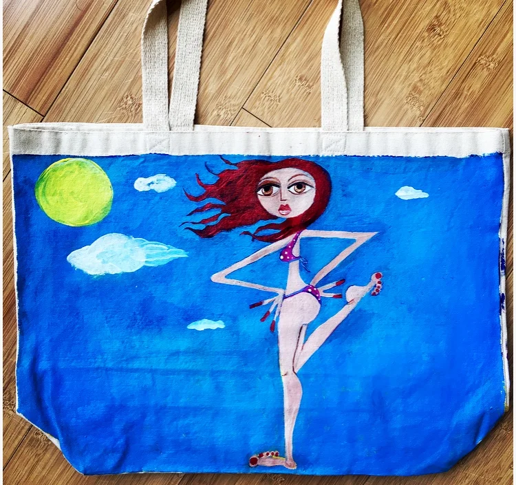 red hot hand painted bag