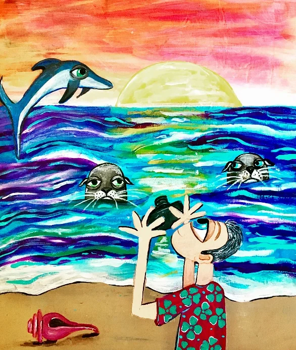 getting the shot acrylic painting