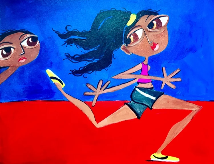 running track acrylic painting
