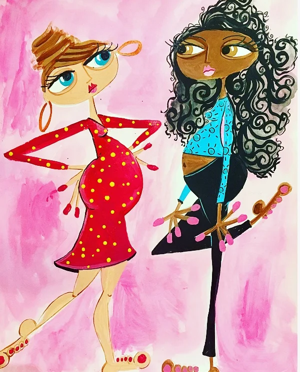 fertility goddesses acrylic painting