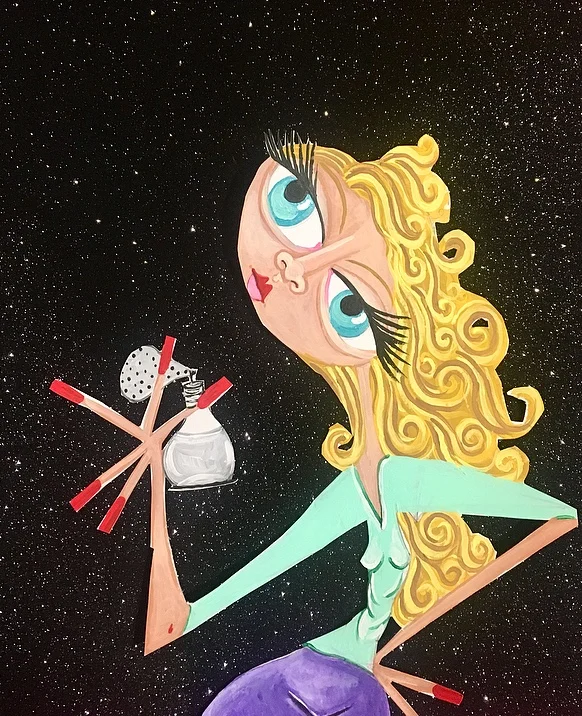 putting on the spritz acrylic painting