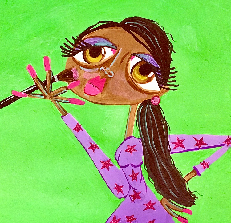 blushing star acrylic painting