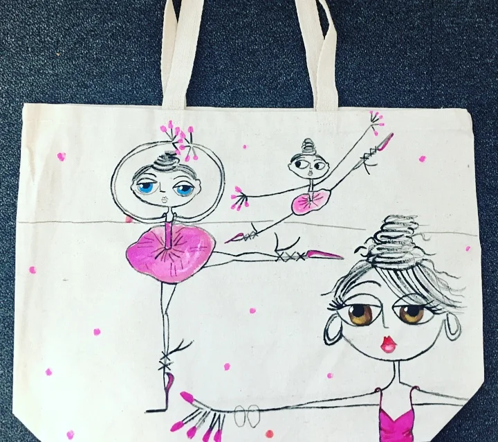 ballerina hand painted bag