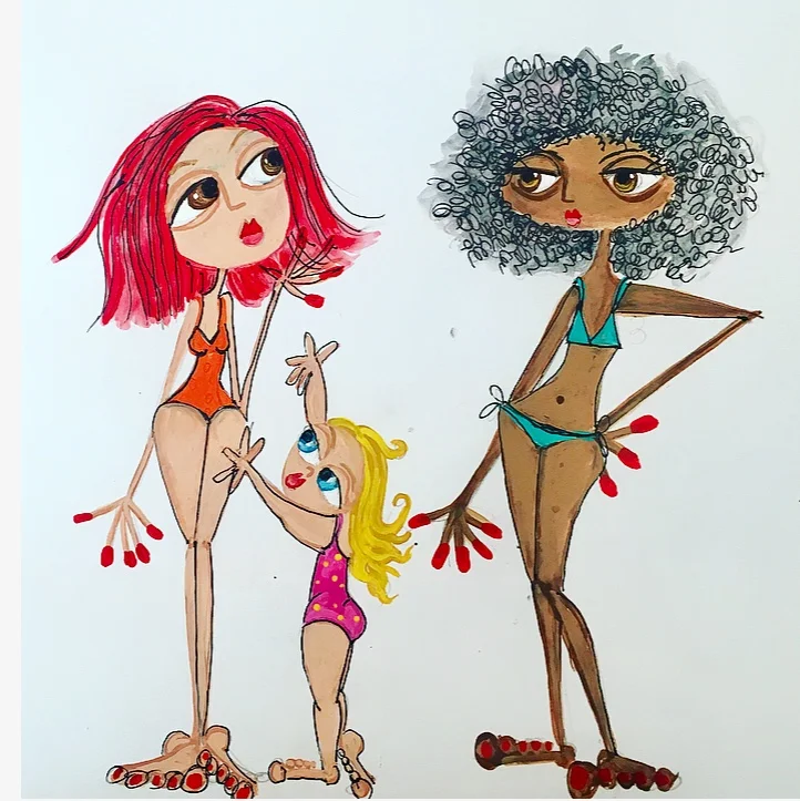 pool gossip acrylic artwork painting