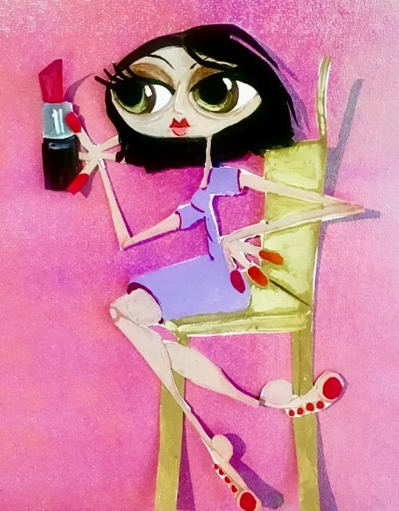 friday night lipstick acrylic painting