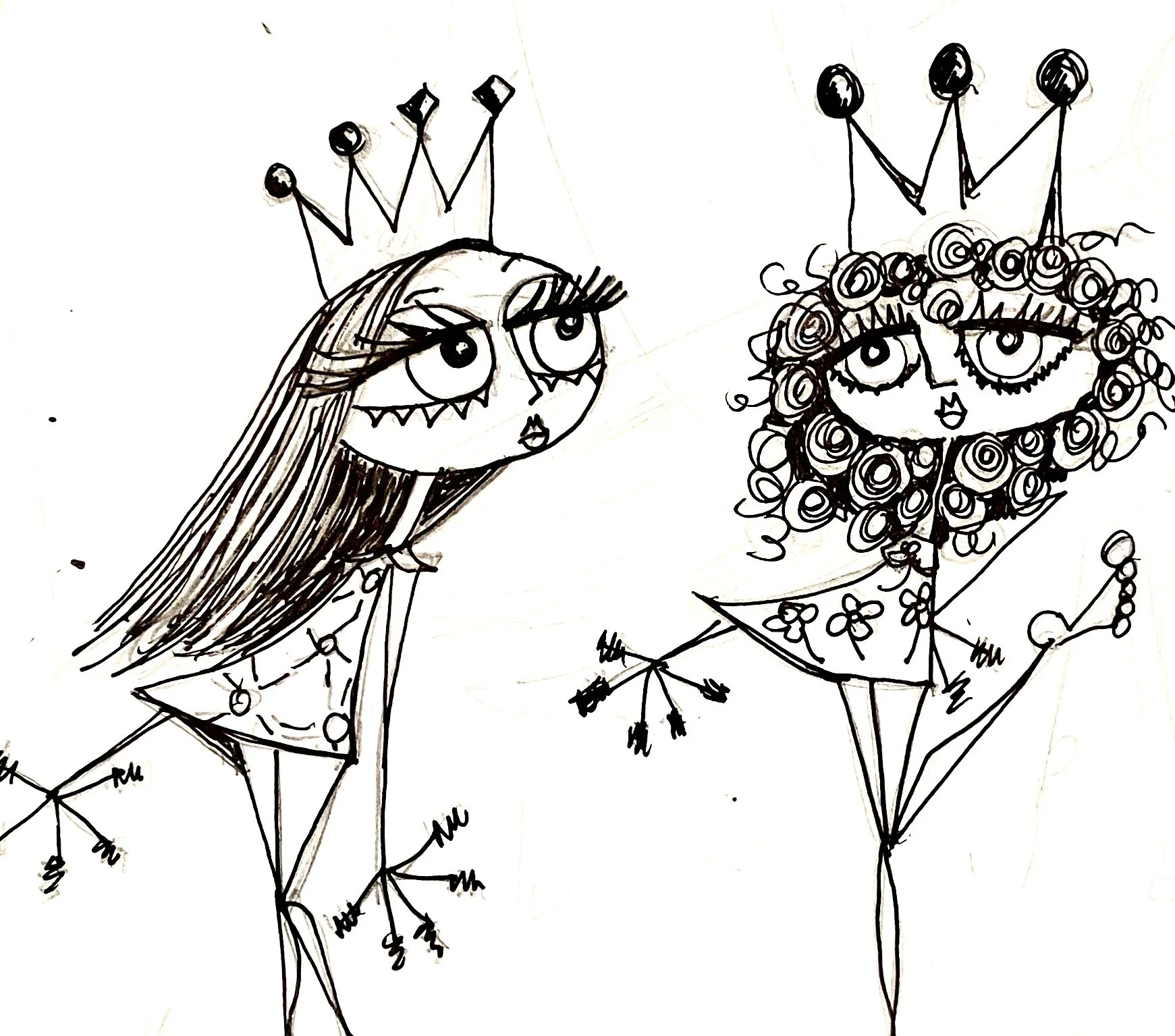 two queens drawing