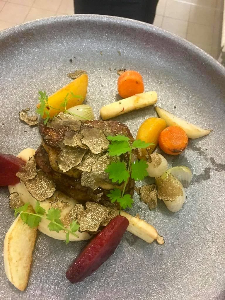 Beef Rossini - Fillet steak, foie gras, parsnip purée, seasonally vegetables & madeira sauce