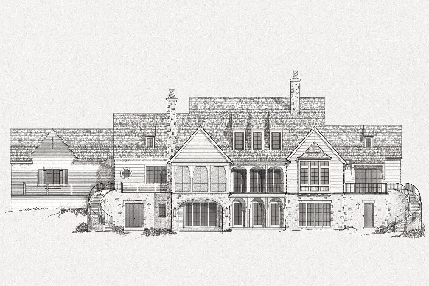 Lake-side elevation for a new project. 
&darr; 
&darr;
&darr;
#architect #TraditionalDesign #ArchitectDesigned #TraditionalHouse #HomeInspiration #Homeinspo #HouseDesign #TraditionalArchitecture #TraditionalHome #TraditionalHomeDesign #architectdesig