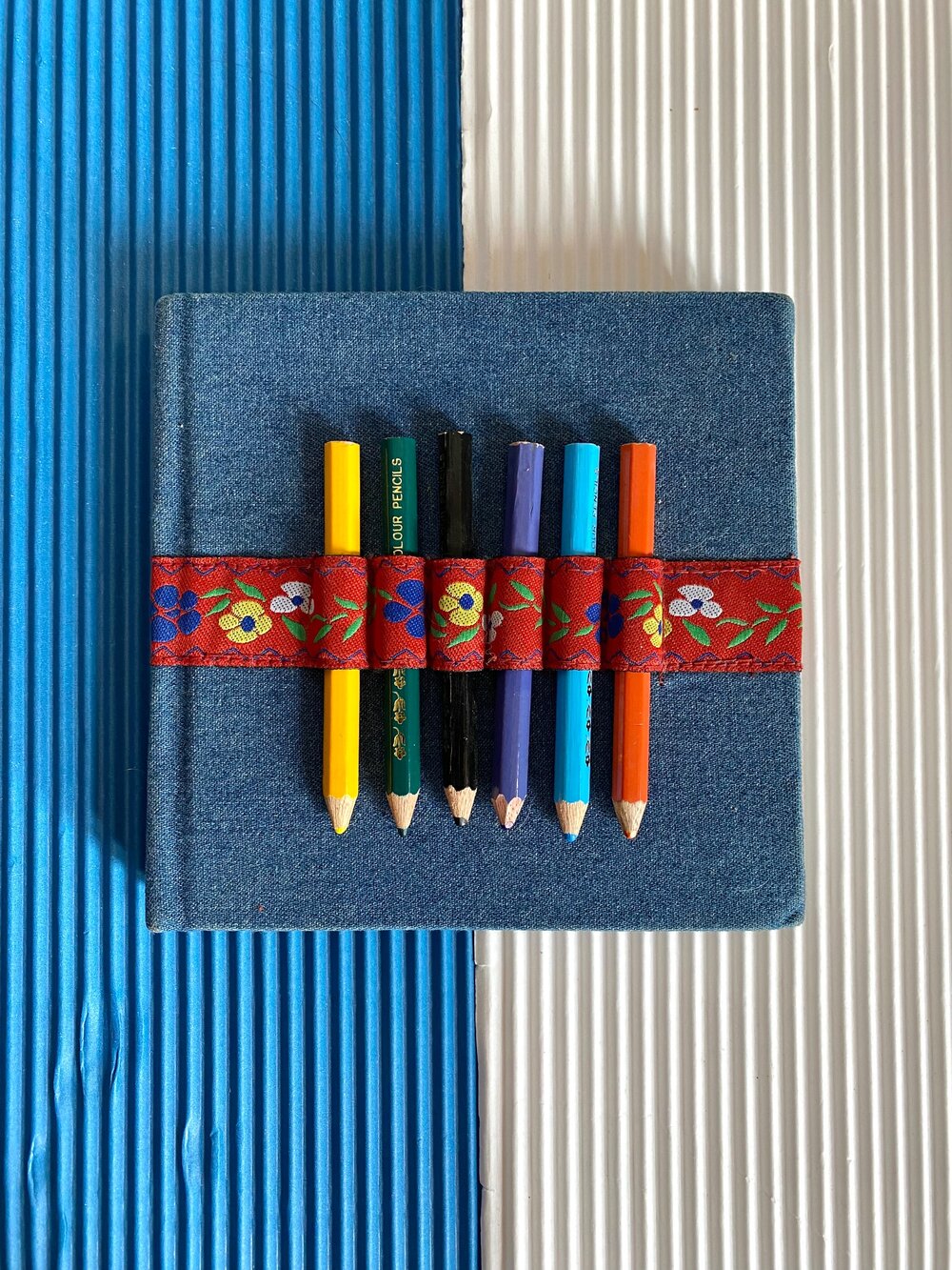Denim Sketchbook with Mini Colored Pencils — INDIGO HIPPO
