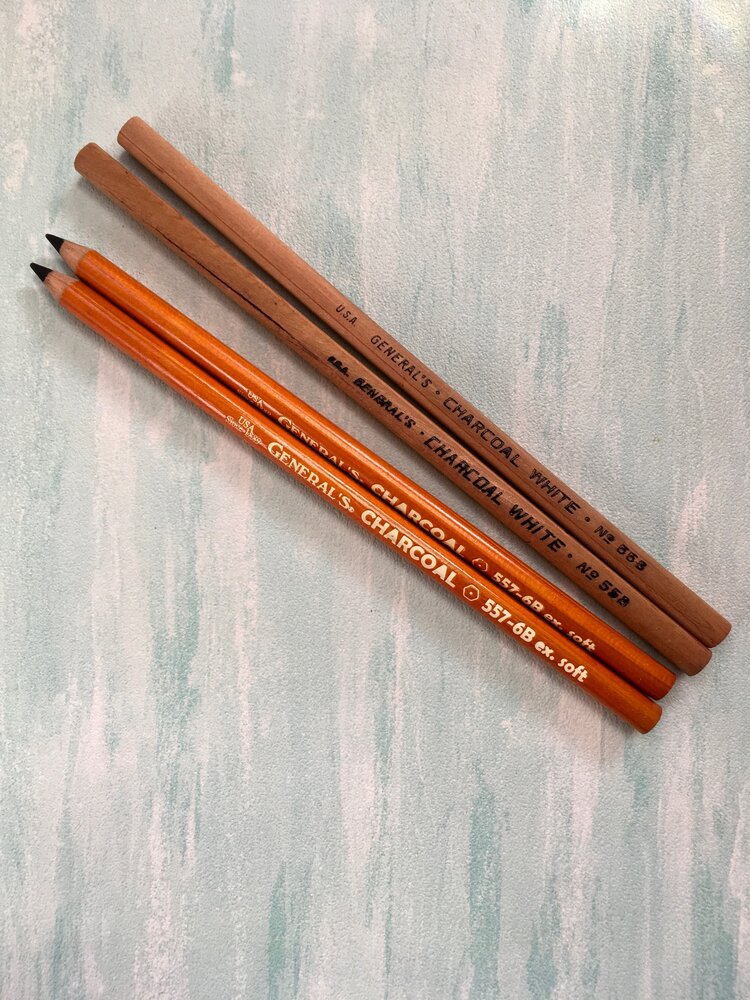 Generals Charcoal Pencils 557 6B Wood USA Vintage Artist Sketch Orange
