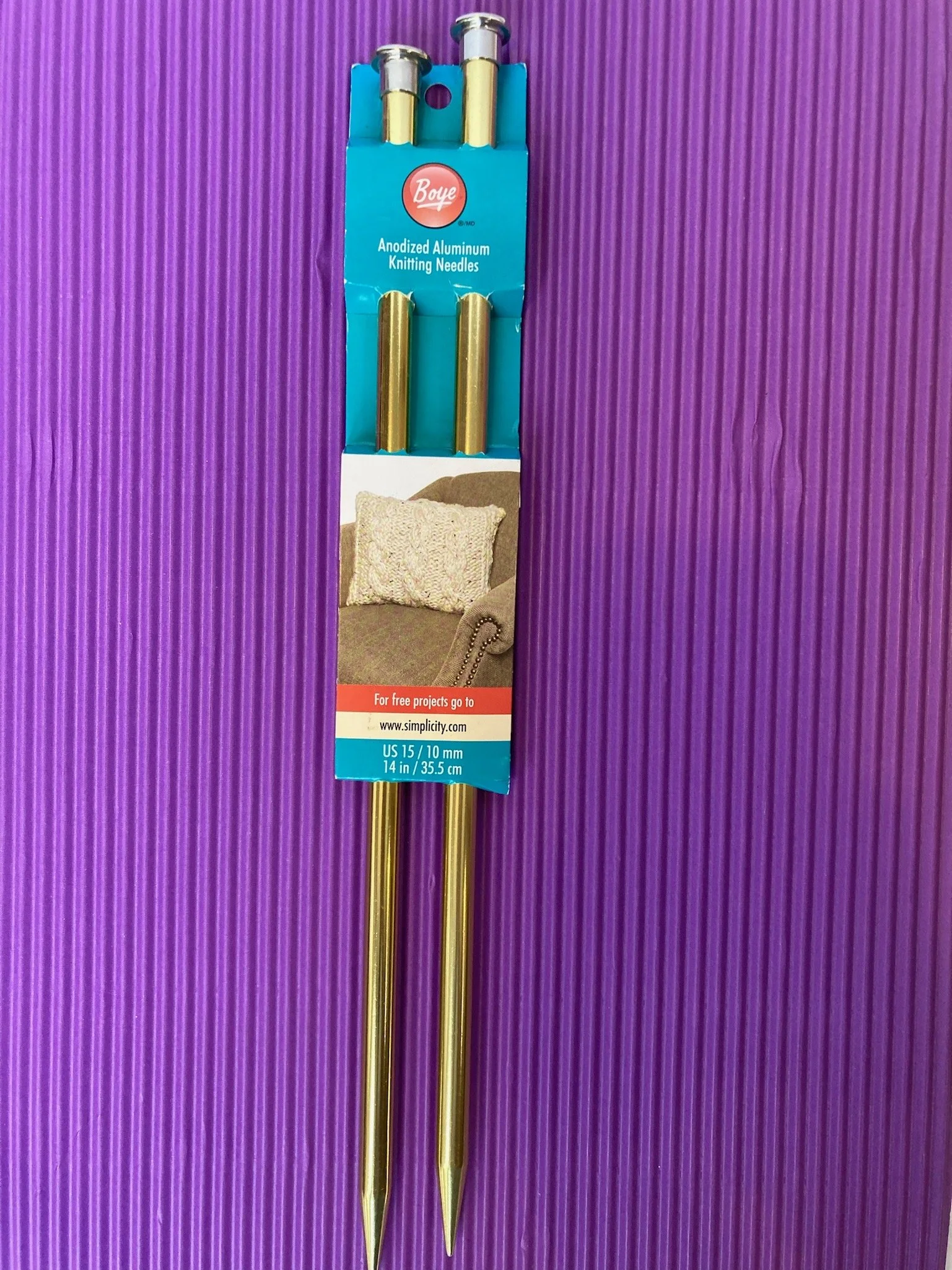 Size 15 Knitting Needles, Gold