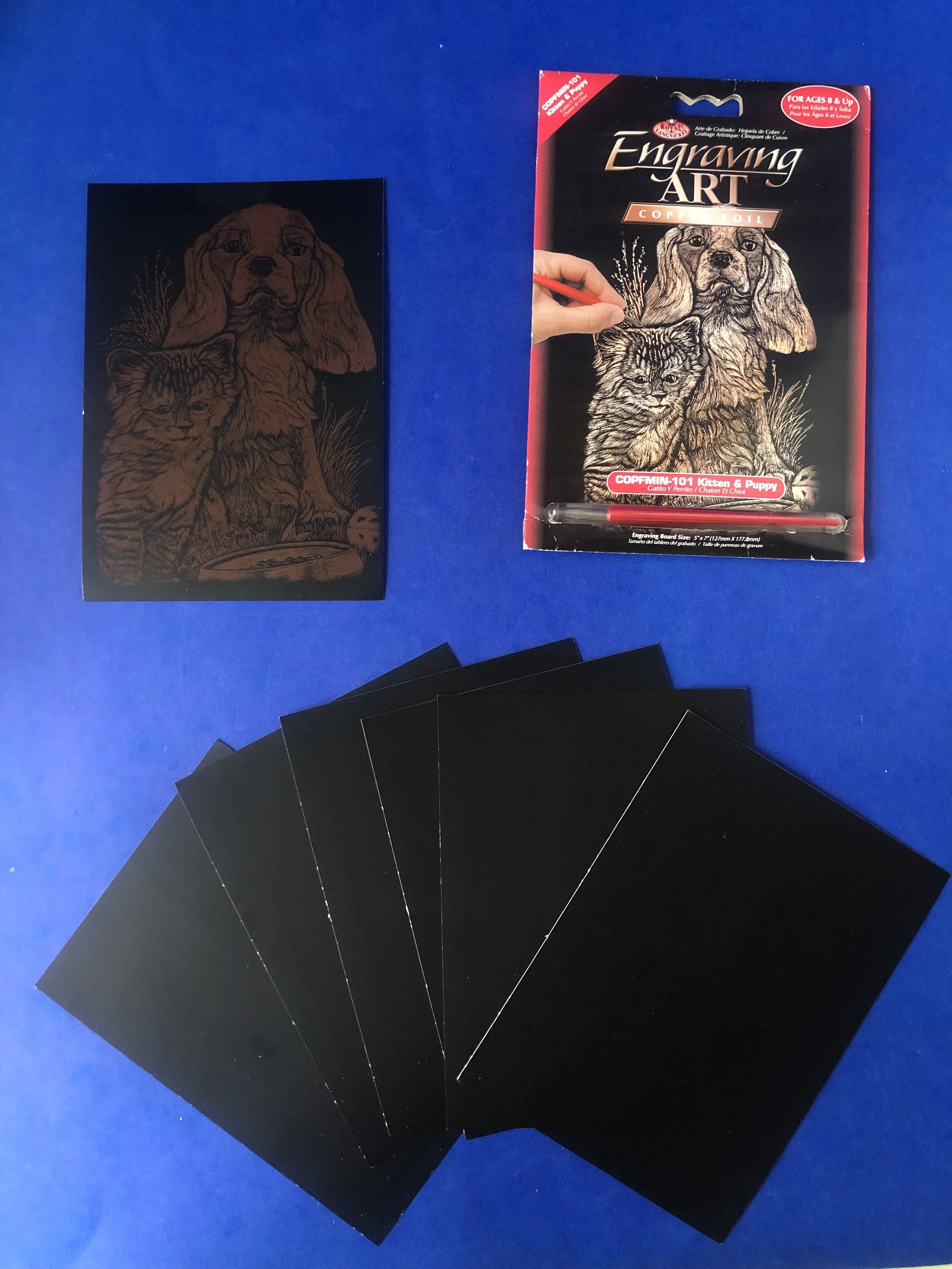 Puppy and Cat Copper Foil Engraving Art