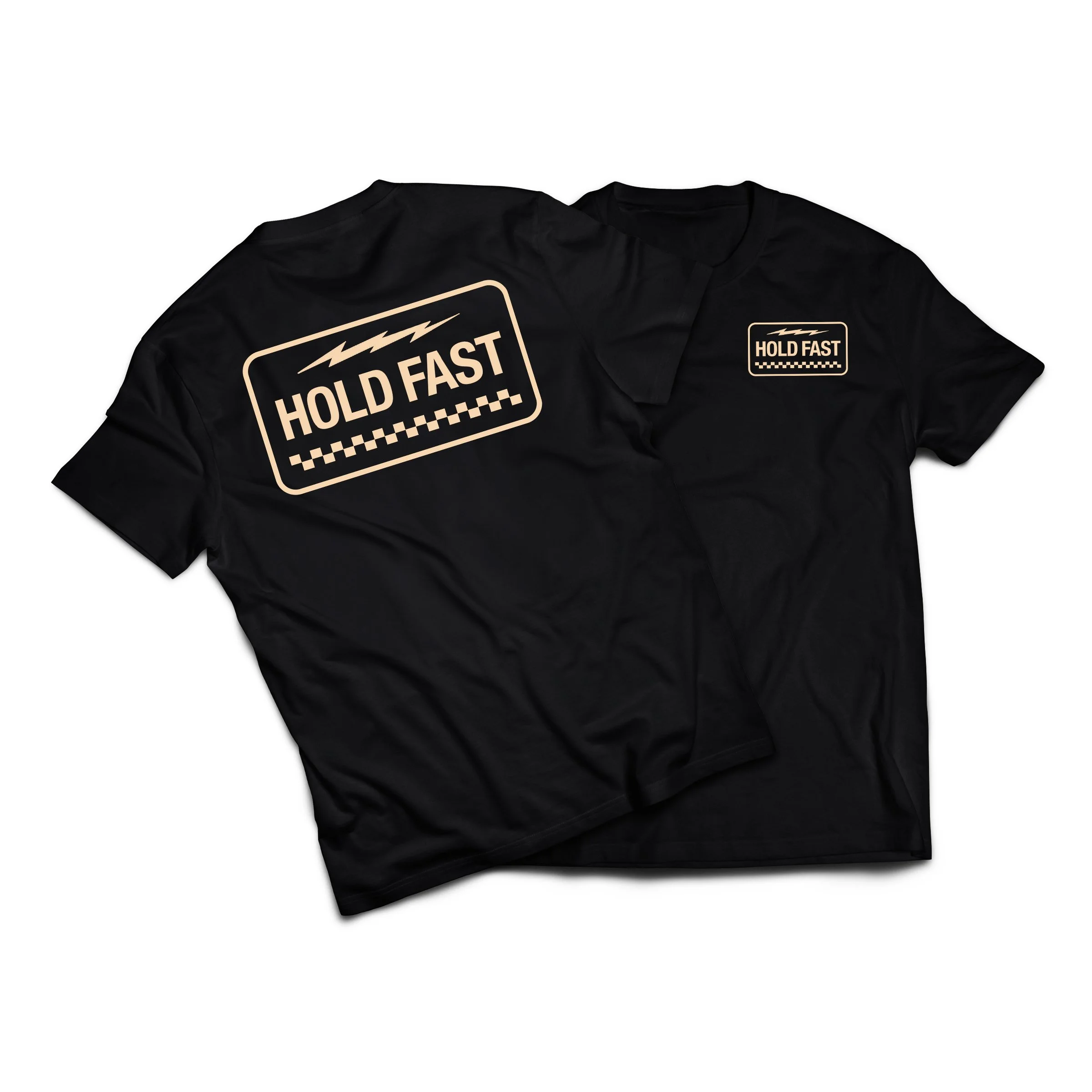 HOLD FAST LIGHTNING CHECKERS BLACK TEE