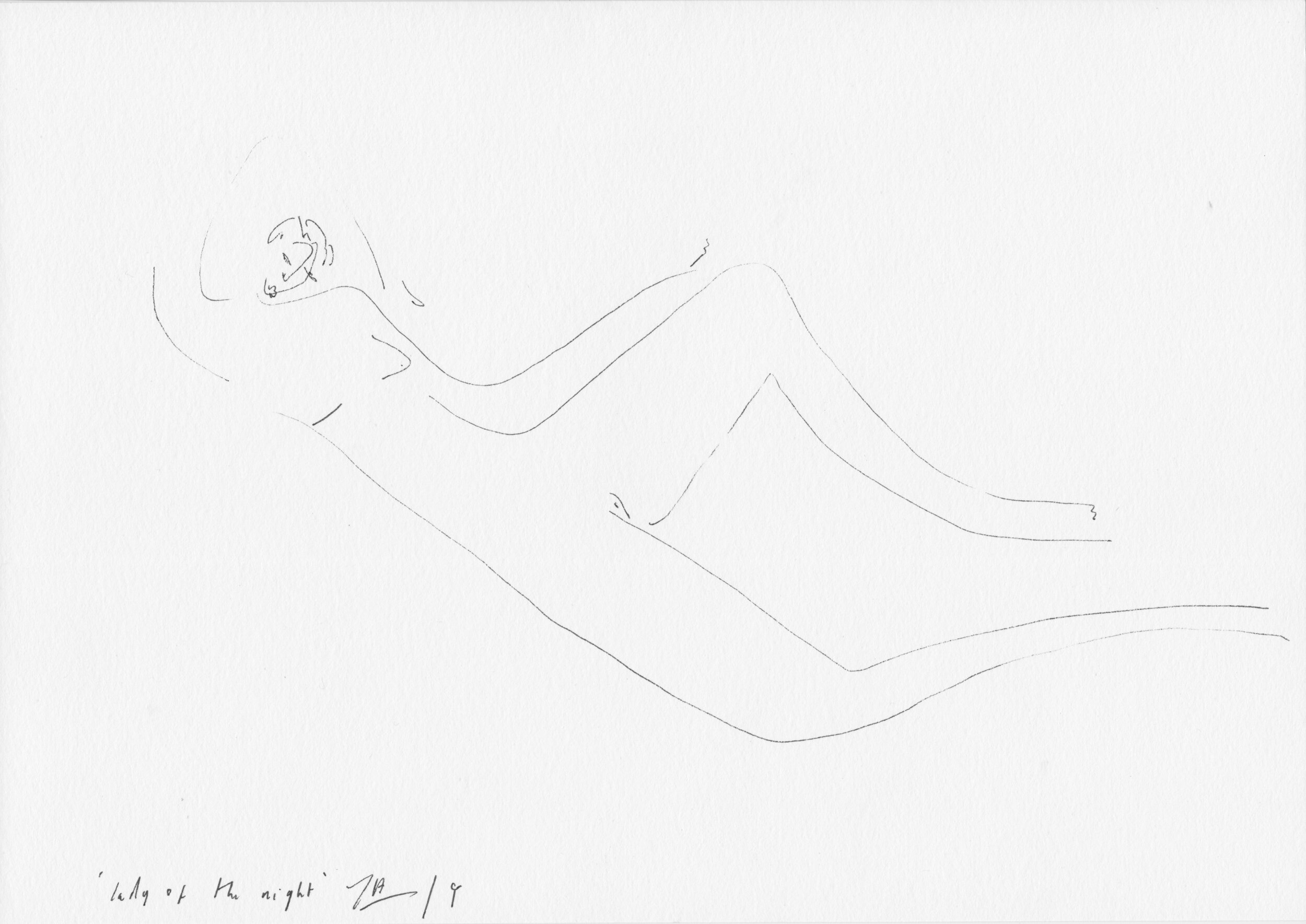 Lady of the Night 21.0x29.zcm Pen on Paper