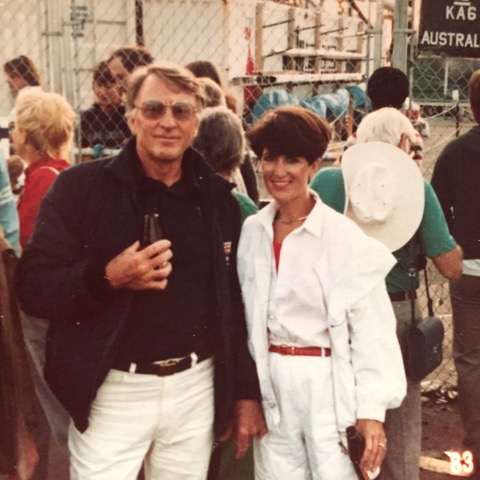 Ken and Margreth at a Formula 1 race (he was a sponsor) somewhere in the world.