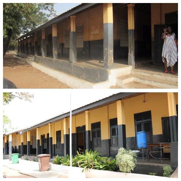  Before and after comparison of the exterior of school.  
