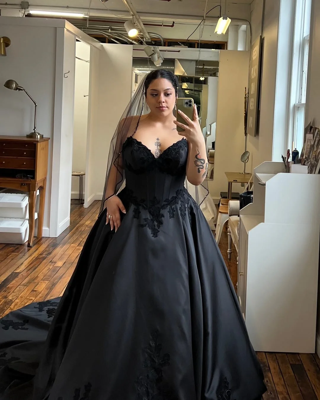 Because happy endings don&rsquo;t have a dress code 🖤 

Serafina by @maggiesotterodesigns is pure elegance and is available in both Ivory and Black! ✨

Serafina by @maggiesotterodesigns

#WeddingEmbassyBride #BlackWeddingDress #WeddingDress #bridals