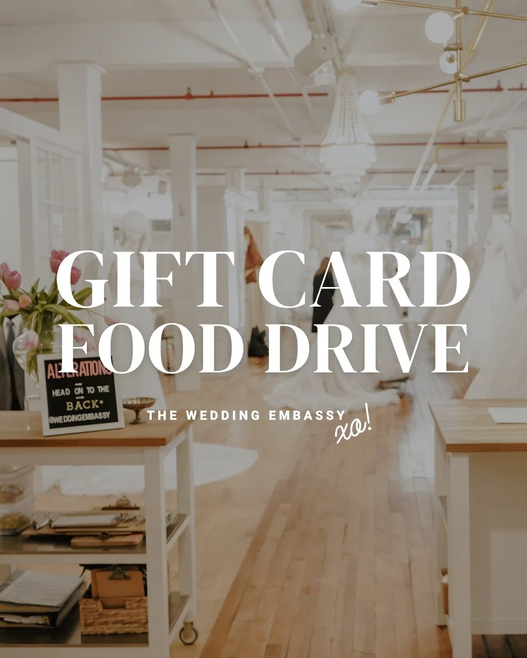 Less than a week left! ⏰

From Nov 18&ndash;Dec 23, we&rsquo;re supporting the Watertown Food Bank and our local businesses.

Here&rsquo;s how to give: Donate a gift card from a local grocery store or restaurant, and we&rsquo;ll discount your gown in