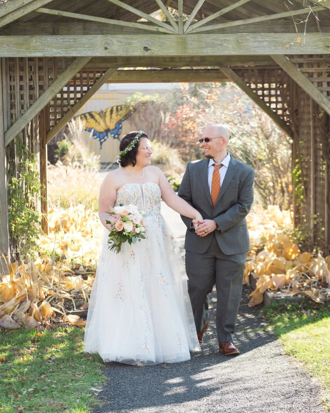 Are you a spring time bride? Look no further than Zephyrine by @maggiesotterodesigns. 🌸 

W.E. bride @danifederowicz stepped into a fairytale dressed in pastel, floral, lace motifs over dot tulle.

2027 Spring brides, it's time to start shopping for