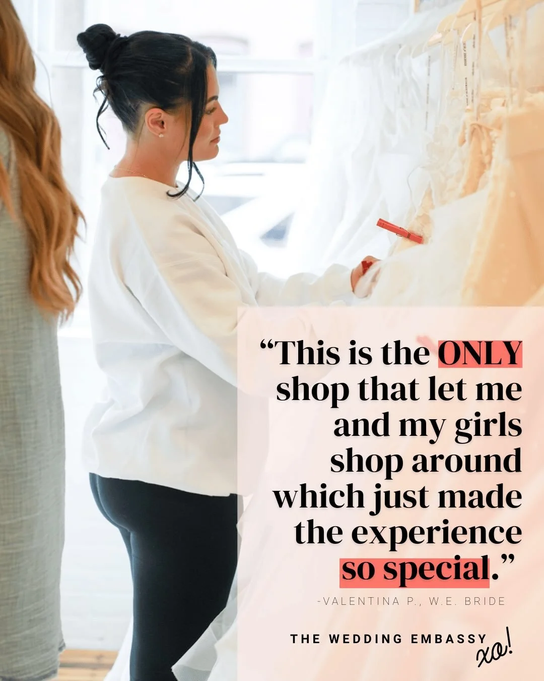 The right boutique makes the moment unforgettable 🤍

From walking in with a dress already in mind to keeping an open heart, Valentina found the gown that was made for her.

From getting to shop the racks with her girls, to a champagne toast when she