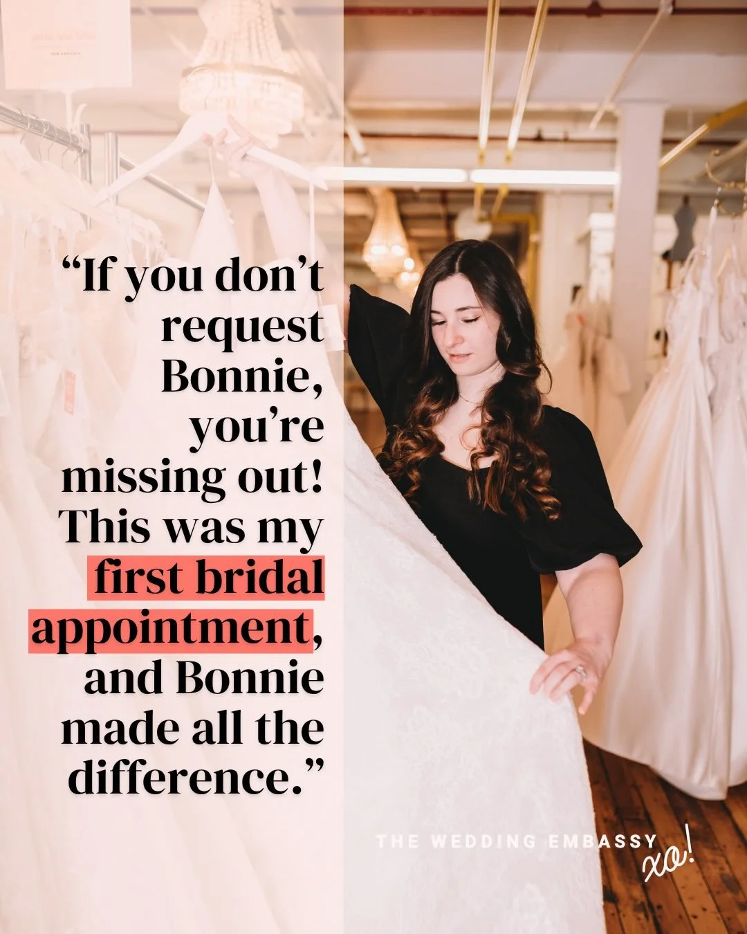 The right bridal appointment changes everything. 

Bonnie made Kate&rsquo;s first experience effortless, inclusive, and completely in tune with her vision from the very first gown.

We&rsquo;re so honored to be part of her journey, W.E. Bride Kate.

