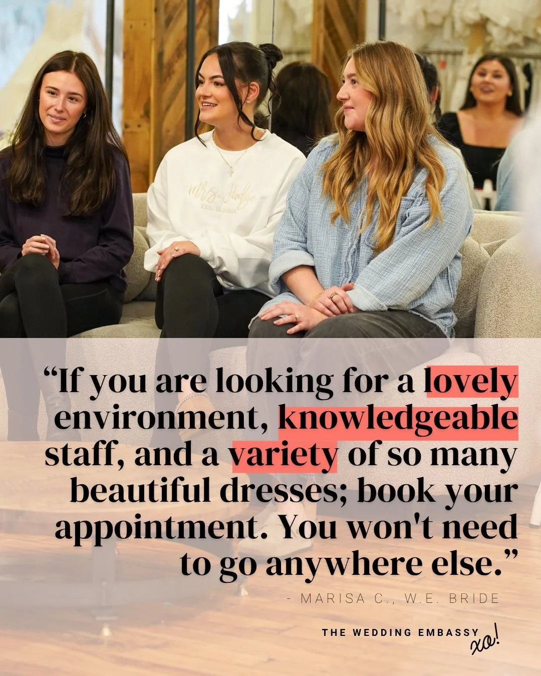 What makes us different from other bridal shops?

Gowns curated for every body and every bridal aesthetic. 

Private appointments that give you the space to soak it all in. 

Stylists who just get it, pulling pieces you didn&rsquo;t know you&rsquo;d 